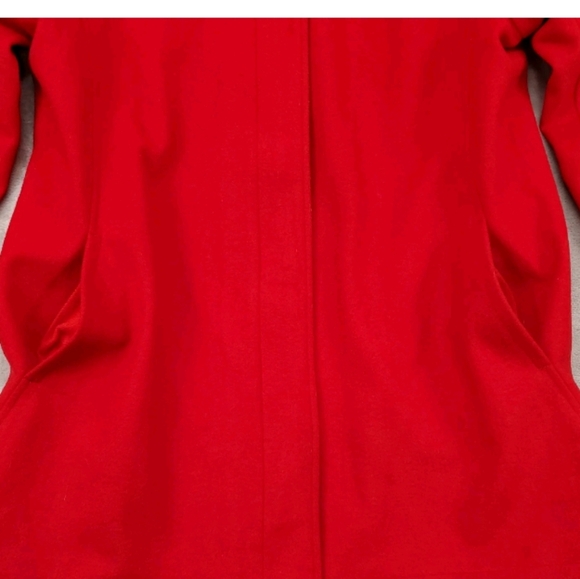 Pendleton Preppy Holiday Red Chore Barn Academia Wool Minimalist Pea Coat Medium - Picture 3 of 12